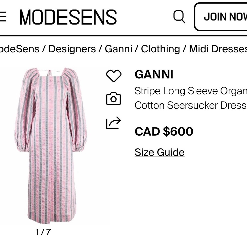 Ganni Pink and Gray Striped Long Sleeve Dress